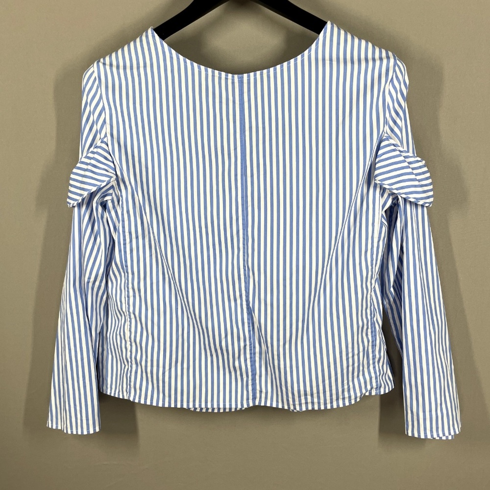 Armani Exchange Shirt Womens Medium blue white designer pop pull over blouse - Picture 7 of 9